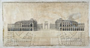 Építészet: "Place Royale projekt Marseille számára, perspektíva a kikötőre és az alaprajzra" 1686 (rajz)
