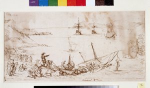 Csapatok beszállása a Ciotat öblébe (tinta és toll papíron) alkotó: Pierre Puget