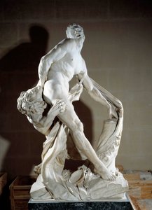 Milon de Crotone (i.e. 540-516 kb.) atléta ábrázolása. Pierre Puget (1620-1694) szobra 1683. V 2,7 m. Párizs, Louvre Múzeum
