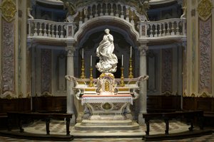 A Szeplőtelen Fogantatás, a Szeplőtelen Santa Maria a szcenográfiai kápolna oltárán 1669-70 (márvány) alkotó: Pierre Puget
