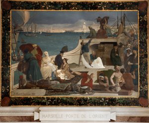 Marseille - átjáró keletre (olaj, vászon, marouflee a falon) alkotó: Pierre Puvis de Chavannes