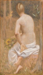Hátulról látható ülő női alak alkotó: Pierre Puvis de Chavannes
