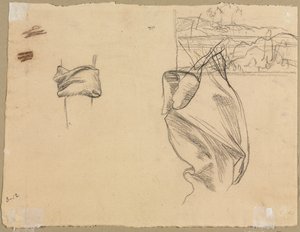 Tanulmányok a drapériáról és a táj tanulmányozásáról (verso) alkotó: Pierre Puvis de Chavannes