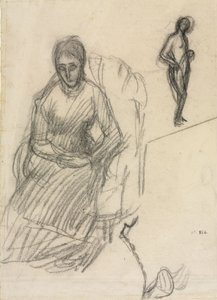 Madame Marie Cantacuzène tanulmánya; Álló női akt, 1883 körül (fekete kréta) alkotó: Pierre Puvis de Chavannes