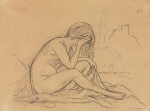 Tanulmány egy női aktról (talán egy meg nem valósult allegorikus festményhez) (recto) alkotó: Pierre Puvis de Chavannes