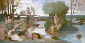 A folyó, 1864 körül (olaj, papír, vászonra fektetve) alkotó: Pierre Puvis de Chavannes