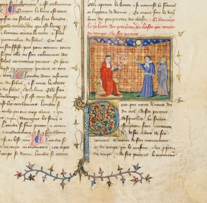 Egy oldal részlete Bartholomeus Anglicus "De Proprietatibus Rerum"-jából, Jean Corbechon francia fordításában, 1390 körül