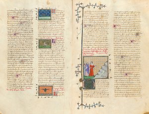 Oldal az angol Bartholomew "The Properties of Things"-ből, Jean Corbechon francia fordításában, 1390 körül
