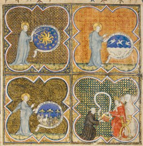 Oldal az angol Bartholomew "The Properties of Things"-ből, Jean Corbechon francia fordításában, 1390 körül