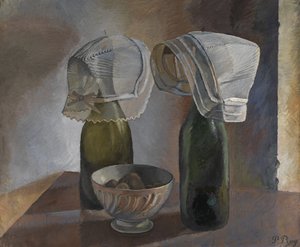 Csendélet palackokkal és breton motorháztetővel, 1924 körül (olaj, vászon)