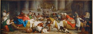 Le repas chez Simon. Az étkezés Simon házában. Márta olajat önt Krisztus lábára, és a hajával szárítja meg... alkotó: Pierre Subleyras