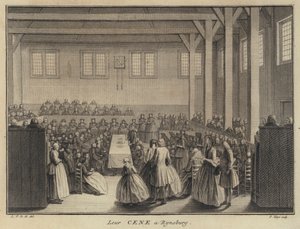 Úrvacsora egy kollégiumi templomban Rijnsburgban, Hollandiában (metszet)