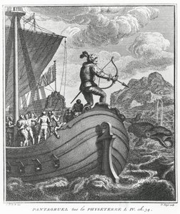 Pantagruel megöli Physetert, illusztráció François Rabelais "Gargantua és Pantagruel" című művéből.