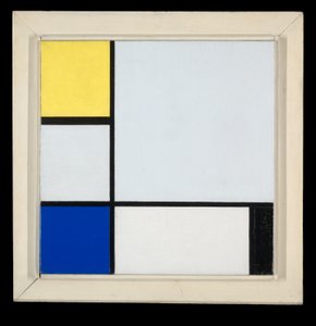 Összetétel: sárga, kék, fekete és világoskék alkotó: Piet Mondrian