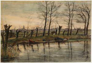 Farmer Returning to the Fields, 1900 körül (w/c és faszén papíron) alkotó: Piet Mondrian