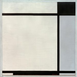 II. sz. tábla, feketével és szürkével alkotó: Piet Mondrian