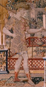 Flamand kárpit. Sorozatok Vertumnus és Pomona.Vertumnus átalakult gazdálkodóvá. A sorozat második kárpitja. Bal oldali rész Daphne átalakulása. Pieter Coecke van Aelst modellköre. Gyártás Wilhelm Pannemaker, Brüsszel. 1545-1550 körül. Fabri