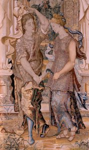 Flamand kárpit. Vertumnus és Pomona sorozat. Vertumnus felfedi kilétét Pomonának (Vertumno se descubre ante Pomona). Nyolcadik kárpit a sorozatban. Pieter Coecke van Aelst modellköre. Gyártás Wilhelm Pannemaker, Brüsszel. 1545-1550 körül. Fabr