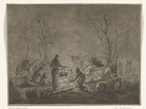 Kozákok bivakja tűz által a francia megszállás alatt 1813-ban Amszterdamban