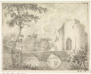Vár híddal a tájon alkotó: Pieter Bartholomeusz. Barbiers
