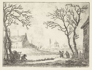 Téli táj házakkal és alakokkal alkotó: Pieter Bartholomeusz. Barbiers