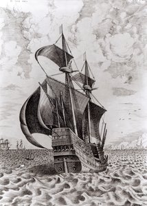 Hajó, metszett Hieronymus Cock alkotó: Pieter Bruegel the Elder