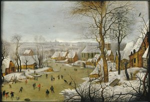 Téli táj madárcsapdával és a repülés Egyiptomba, 1622. alkotó: Pieter Brueghel the Younger