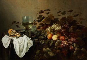 Csendélet gyümölccsel és Roemerrel - Peinture de Pieter Claesz (c. 1597-1660) - 1644 - Olaj, vászon - 104,5x146 - Szepmuveszeti Múzeum, Budapest alkotó: Pieter Claesz