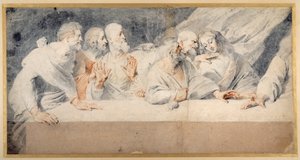 Leonardo da Vinci Utolsó vacsora (piros-fekete kréta papíron)