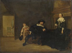 Portré egy férfiról, egy nőről és egy fiúról egy szobában, 1640