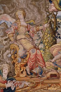 Flamand gobelin. Sorozat A hét főbűn (A hét halálos bűn): Hiúság (gőg). Pieter Coecke van Aelst karikaturista. Brüsszeli műhely. 1542-1544 körül.
