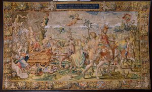 Flamand kárpit. Sorozat A hét főbűn: Hiúság (gőg). Pieter Coecke van Aelst karikaturista. Brüsszeli Műterem. kb 1542-1544.