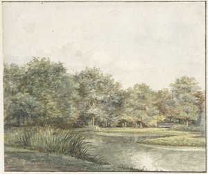 Táj fákkal a vízen alkotó: Pieter Ernst Hendrik Praetorius