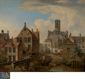 A Szent Bavo székesegyház és a Reep-csatorna Gentben alkotó: Pieter Frans De Noter