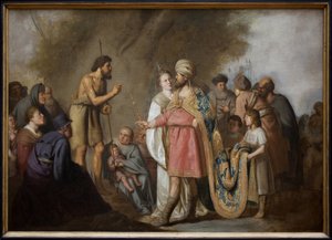Keresztelő Szent János prédikál Heródes előtt. Pieter Fransz festménye, Grebber (1600-1652), olaj, vászon alkotó: Pieter Fransz. de Grebber