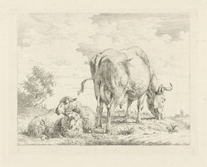 Tehén két birkával alkotó: Pieter Gerardus van Os