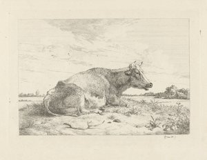 Fekvő tehén bogáncssal alkotó: Pieter Gerardus van Os
