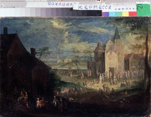 ""Kermesse egy falu helyén"" (Kermis) Városi táj Flandriában. Peter Gysels (1621-1690) Serpukhov festménye, Oroszország Állami Történeti és Művészeti Múzeuma