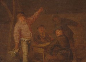 Parasztok isznak egy pajtában alkotó: Pieter Hermansz. Verelst
