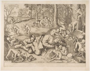 A majmok által kirabolt kereskedő, 1562 alkotó: Pieter Heyden van der