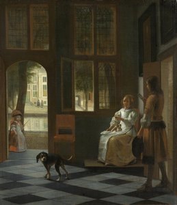 Egy nő irányít egy fiatal férfit levéllel, 1670