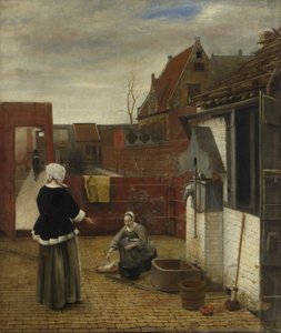 Egy nő és szobalánya az udvaron, 1661 körül