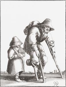 Nyomék koldus gyerekkel (metszet) alkotó: Pieter Jansz (after) Quast
