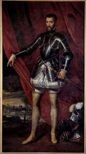 Francois de Lorraine, Guise hercege (1519-1563) egészalakos portréja Pieter Pourbus (1523-1584) festménye (ec.flam.) 17. századi Nancy, Musee des Beaux Arts