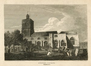 Stepney Church, London (metszet) alkotó: Pieter Jansz. Quast