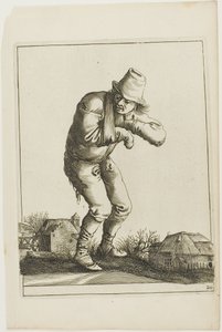 Tramp with a Sling, a T is al verwart-gaern (Ez már zavaros) alkotó: Pieter Jansz. Quast