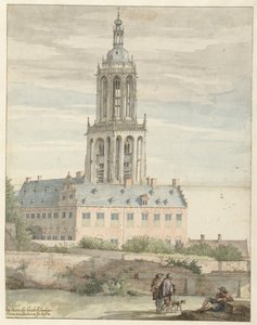 Kilátás V. Frigyes, nádor választófejedelem palotájára és a Sint-Cunerakerkre, Rhenen