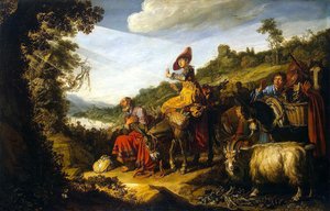 Ábrahám a Kánaánba vezető úton alkotó: Pieter Lastman