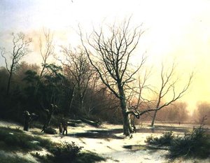 Téli naplemente (olaj, vászon) alkotó: Pieter Lodewijk Francisco Kluyver