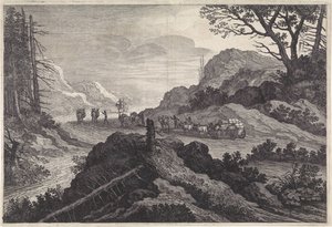Pakolj öszvéreket az úton Tájképek (sorozat címe) alkotó: Pieter Nolpe